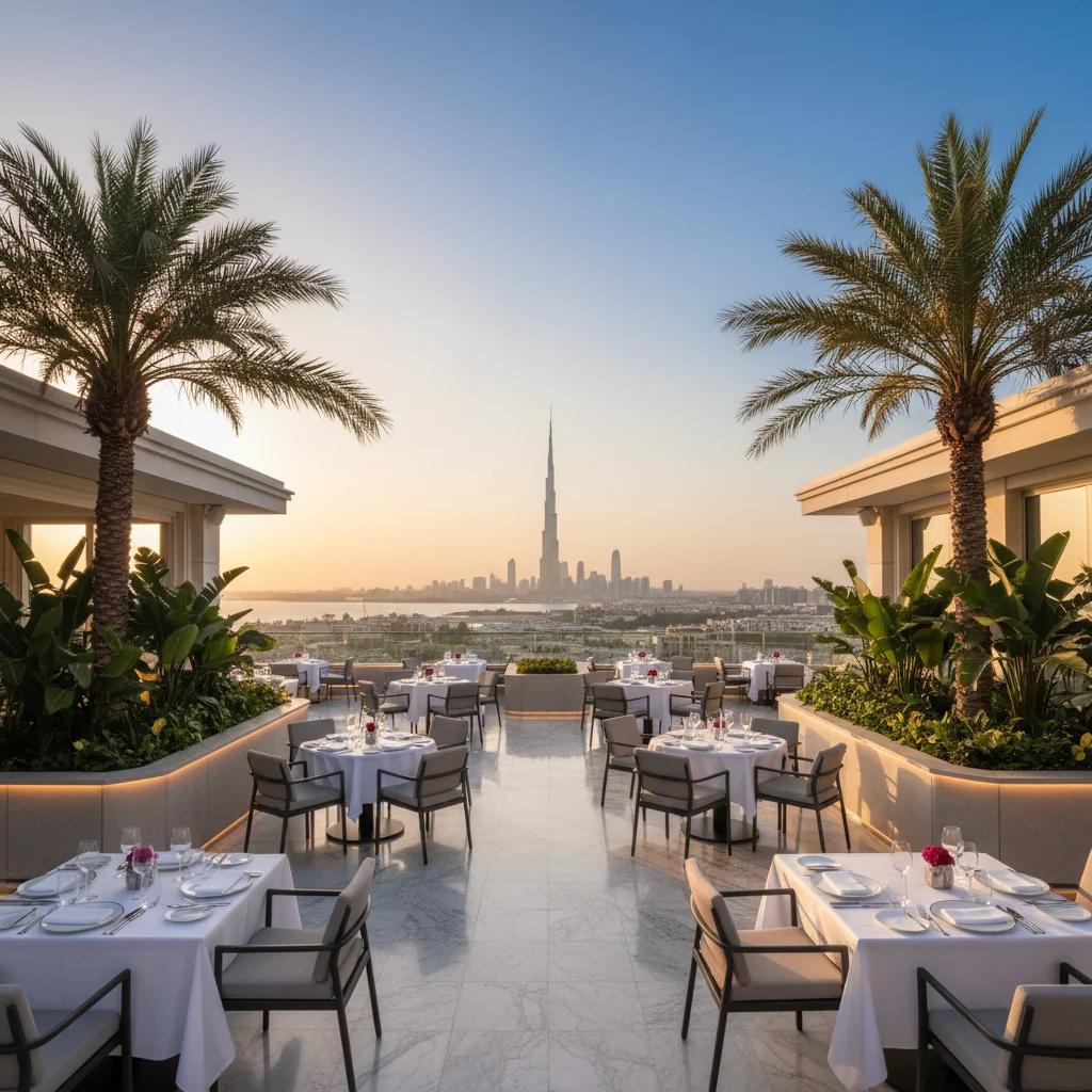 Dining at Coucou Dubai Rooftop Restaurant in Palm Jumeirah